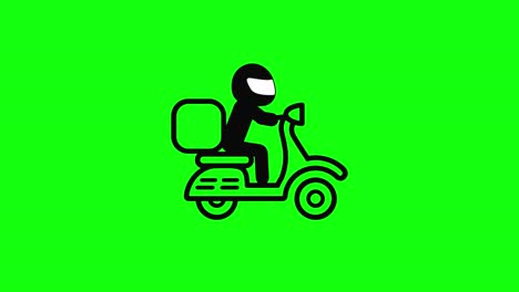 Moto-Scooter-Mann-Liefersymbol-Grüner-Bildschirm